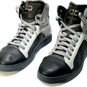 NEW Men’s Ferragamo Noe Leather High Tops.  SZ 44